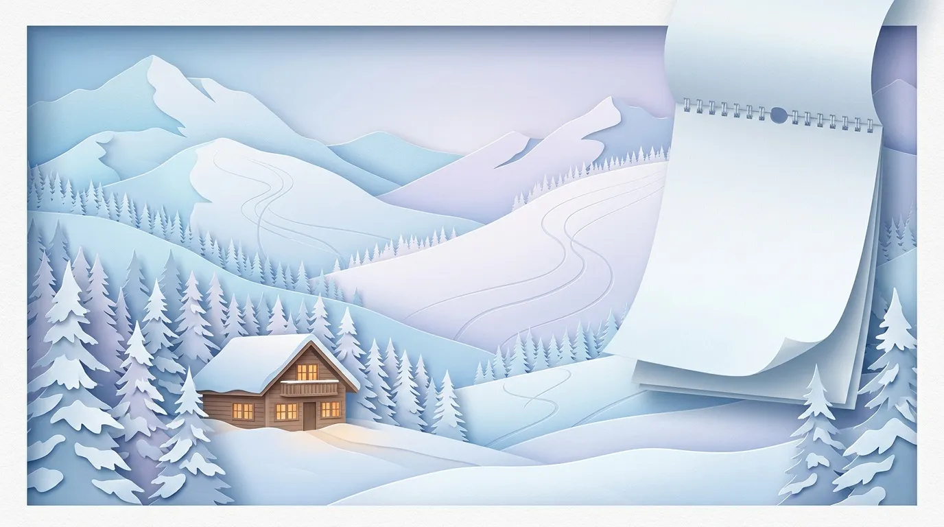Maison lumineuse entour&eacute;e de sapins sous la neige montagnarde