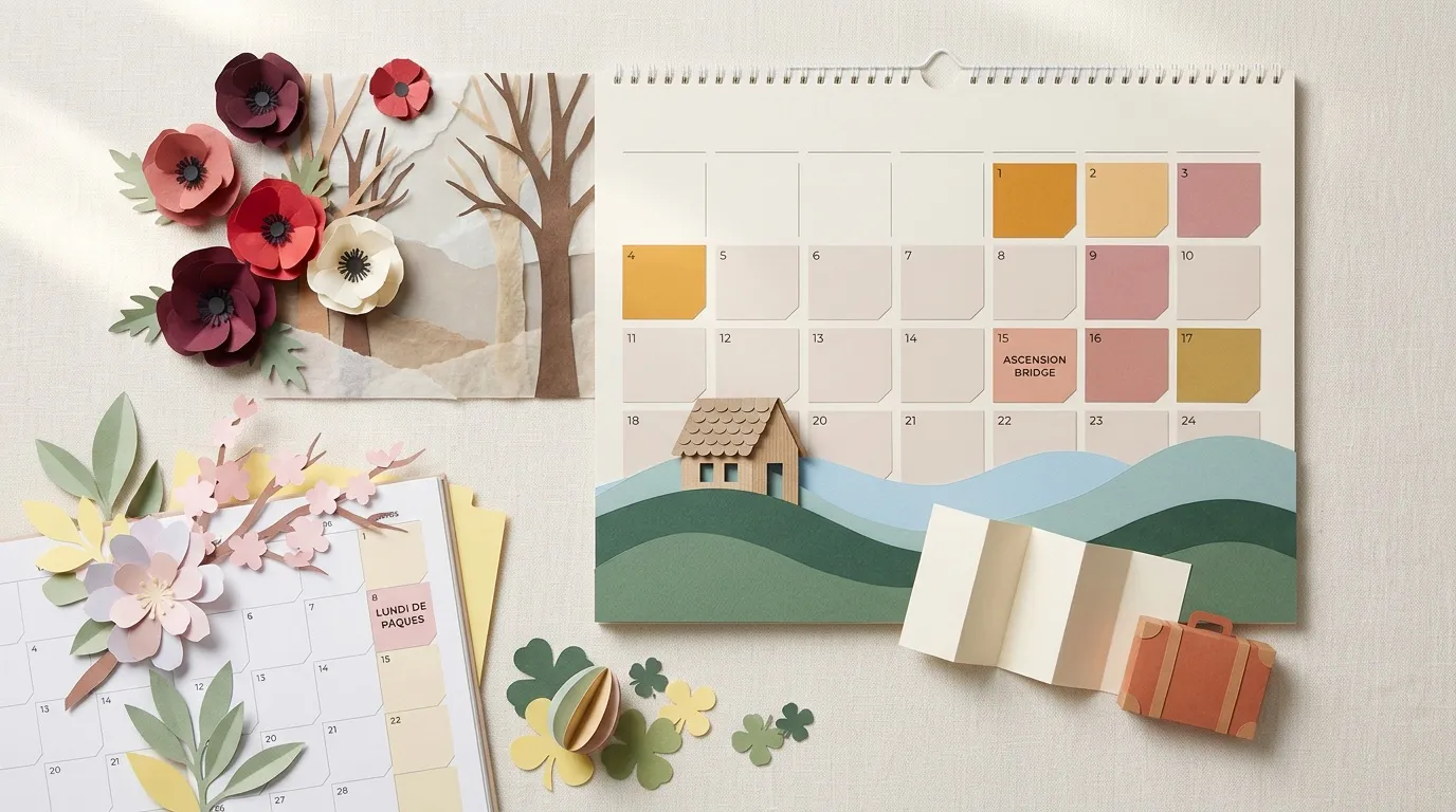 Deux calendriers muraux d&eacute;cor&eacute;s avec fleurs en papier color&eacute;es