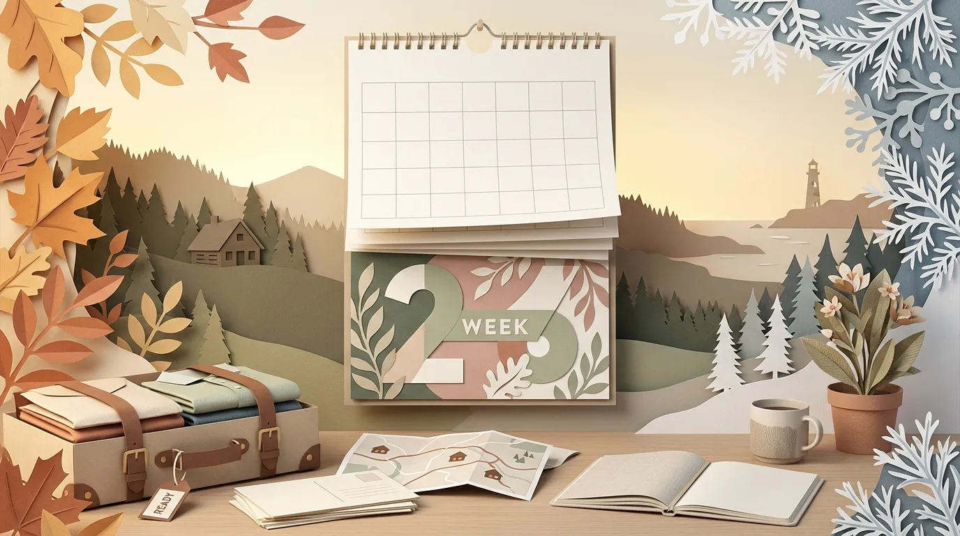 Calendrier et agenda automnal avec d&eacute;coration nature &eacute;pur&eacute;e