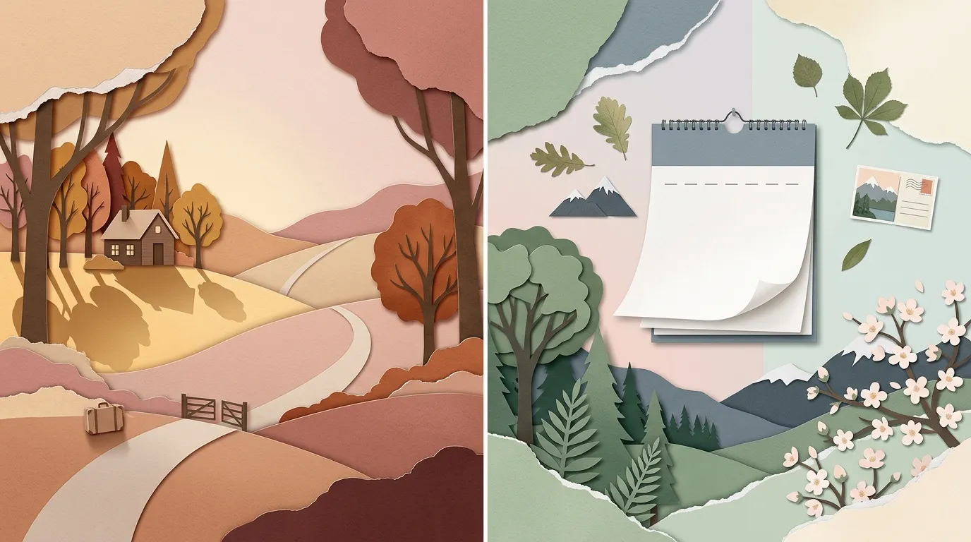 Paysages automnaux et printaniers en art papier 3D