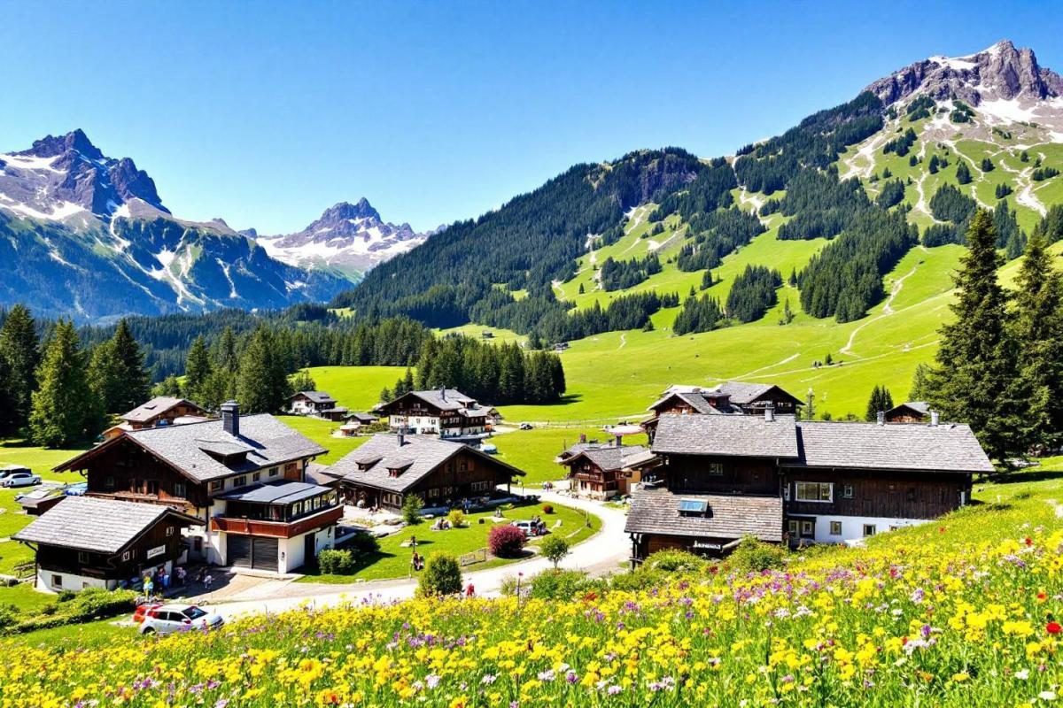 Cette station alpine rappelle la Suisse avec ses chalets en bois et ses prairies verdoyantes