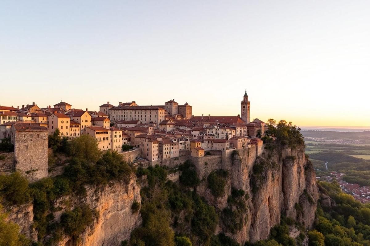 Village médiéval de Bourgogne dominant les gorges : un joyau du patrimoine français