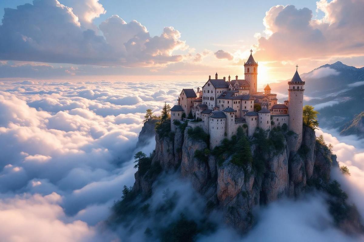 Ce village perché sur son éperon rocheux semble flotter dans les airs